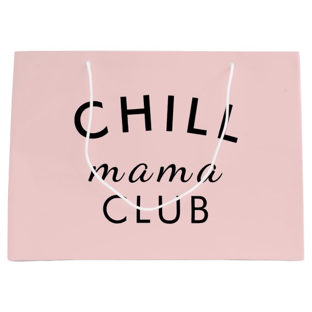 Sacola Para Presentes Grande Cool Mama Club Modern Pink Design (Frente)