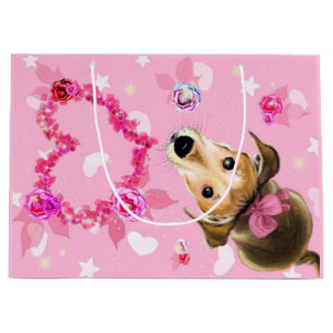 Sacola Para Presentes Grande Copo Com Fita Rosa - Amor -