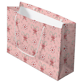 Sacola Para Presentes Grande Coquette Candy Cane Pattern Holiday