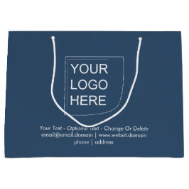 Sacola Para Presentes Grande Cor da Moda - Saco de Presente Azul Sério com Logo