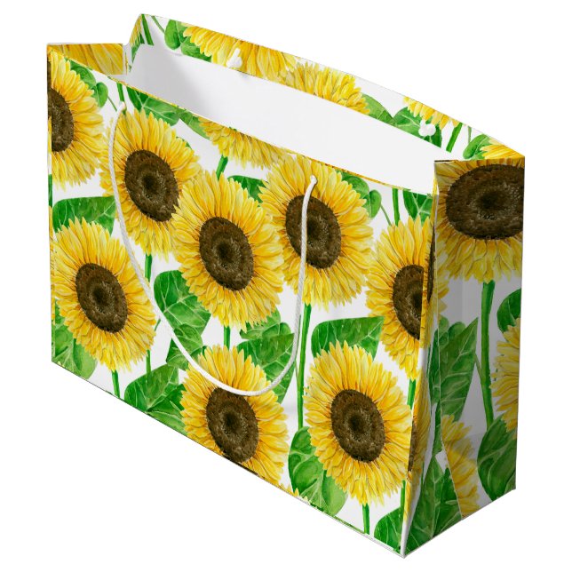 Sacola Para Presentes Grande Cor d'água do Sunflower (Verso inclinado)
