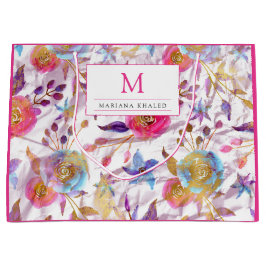 Sacola Para Presentes Grande Cor de água elegante, cor de rosa e branco