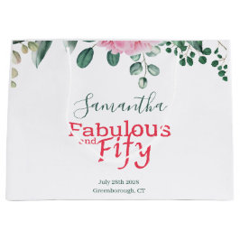 Sacola Para Presentes Grande Cor de Água Rosa Floral 50º Favor da Festa de aniv