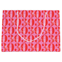 Sacola Para Presentes Grande Cor-de-rosa e aniversário de 30 anos vermelho colo