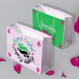 Sacola Para Presentes Grande Cor do felz pascoa - Cor - de-rosa - rosa - Cor ve