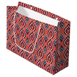 Sacola Para Presentes Grande Cor do ouro vermelho-étnico Padrão floral indiano