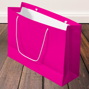 Sacola Para Presentes Grande Cor Sólida Neon Rosa