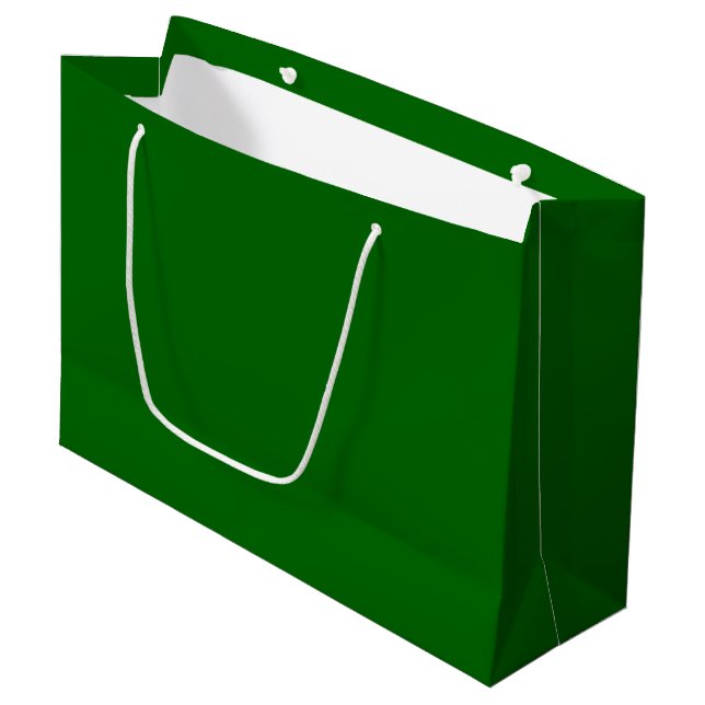 Sacola Para Presentes Grande Cor Sólida Verde Natal (Frente inclinada)