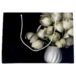 Sacola Para Presentes Grande "Coração branco em preto"