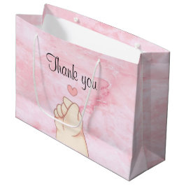 Sacola Para Presentes Grande coração branco rosa-bebê