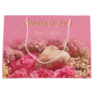 Sacola Para Presentes Grande Coração & chá de panela floral