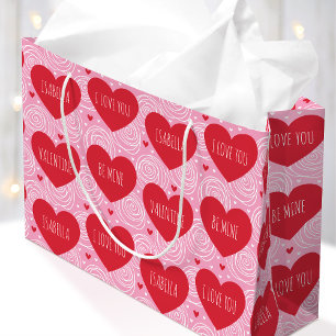 Sacola Para Presentes Grande Coração de Amor Fofo Texto Personalizado Dia dos N