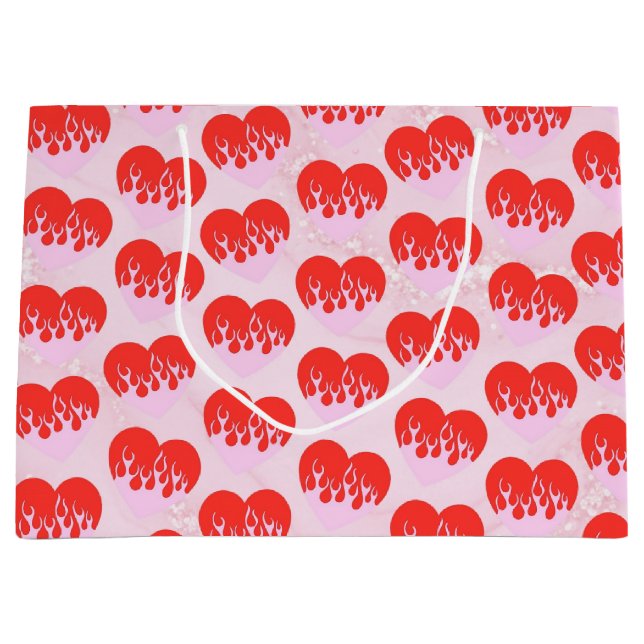 Sacola Para Presentes Grande Coração de Fogo (Frente)