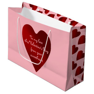 Sacola Para Presentes Grande Coração personalizado romântico
