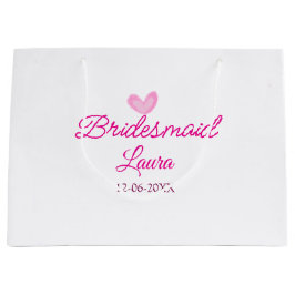 Sacola Para Presentes Grande Coração PINK nome mínimo de adicionar nome Bridesm