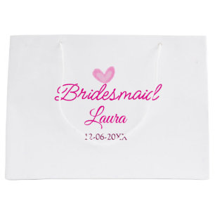 Sacola Para Presentes Grande Coração PINK nome mínimo de adicionar nome Bridesm