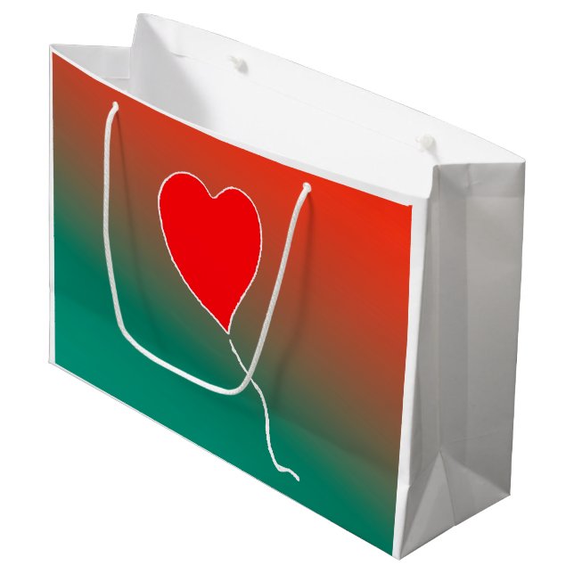 Sacola Para Presentes Grande Coração voadora (Frente inclinada)