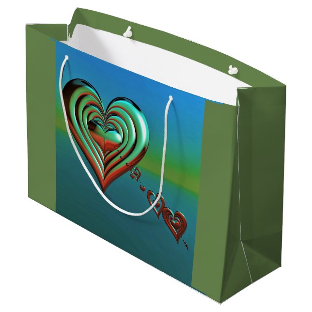 Sacola Para Presentes Grande Corações Alto do Céu (Verso inclinado)