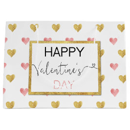 Sacola Para Presentes Grande Corações cor-de-rosa Dourado Grande Saco de Presen