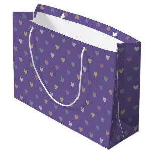 Sacola Para Presentes Grande Corações minúsculos da polca no roxo ultraviole