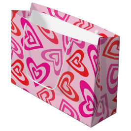 Sacola Para Presentes Grande Corações Rosa Vermelho Psicodélico Dia dos Namorad