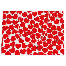 Sacola Para Presentes Grande Corações Vermelhos em Branco