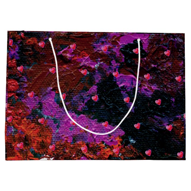 Sacola Para Presentes Grande Corações Vermelhos Quentes (Verso)