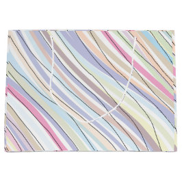 Sacola Para Presentes Grande Cores Pastéis Onduladas