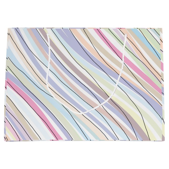 Sacola Para Presentes Grande Cores Pastéis Onduladas (Frente)
