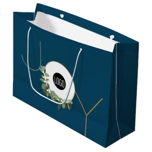 Sacola Para Presentes Grande Coroa de alegria Logotipo de negócios Feriado Azul
