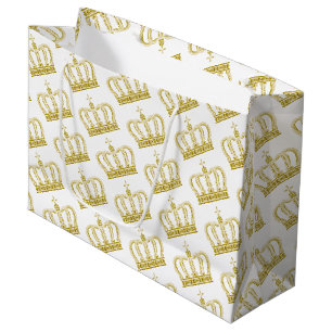 Sacola Para Presentes Grande Coroa ouro - Real luxo