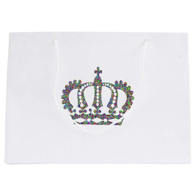 Sacola Para Presentes Grande Coroa Real em padrões  (Frente)