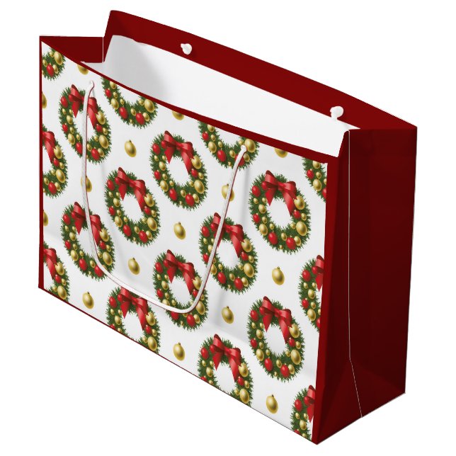 Sacola Para Presentes Grande Coroas de Natal (Frente inclinada)