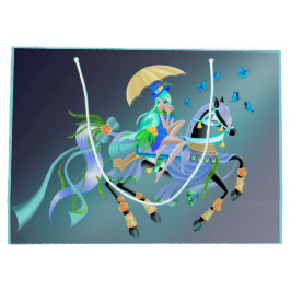 Sacola Para Presentes Grande Corrida de Cavalo Encantada