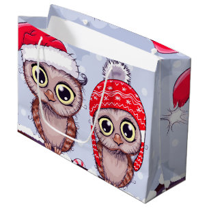Sacola Para Presentes Grande Coruja doce no Natal