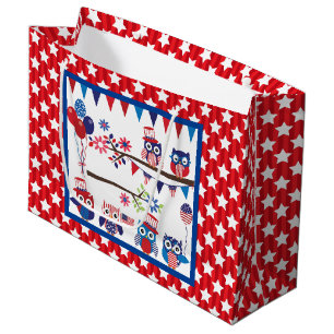 Sacola Para Presentes Grande Corujas Patriotas