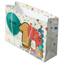 Sacola Para Presentes Grande Costume do dinossauro do primeiro aniversario do