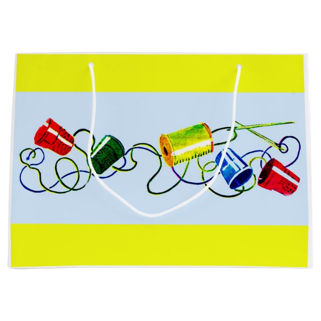 Sacola Para Presentes Grande costura de noções impressão (Frente)