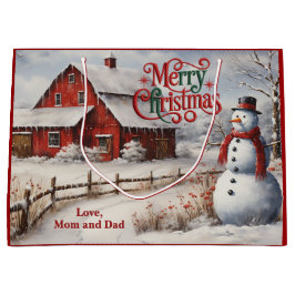 Sacola Para Presentes Grande Country Farmhouse Christmas