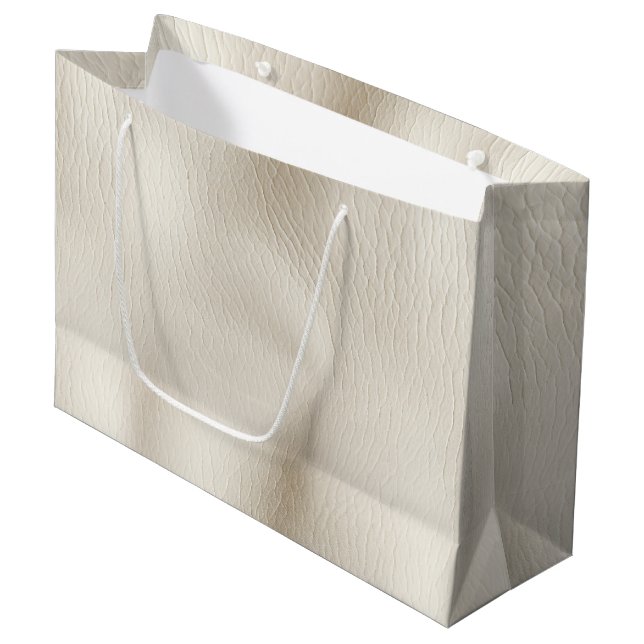 Sacola Para Presentes Grande Couro Falso Creme Branco Casamento   (Frente inclinada)