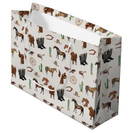 Sacola Para Presentes Grande Cowboy Cowgirl Western Rodeo — Padrão do País