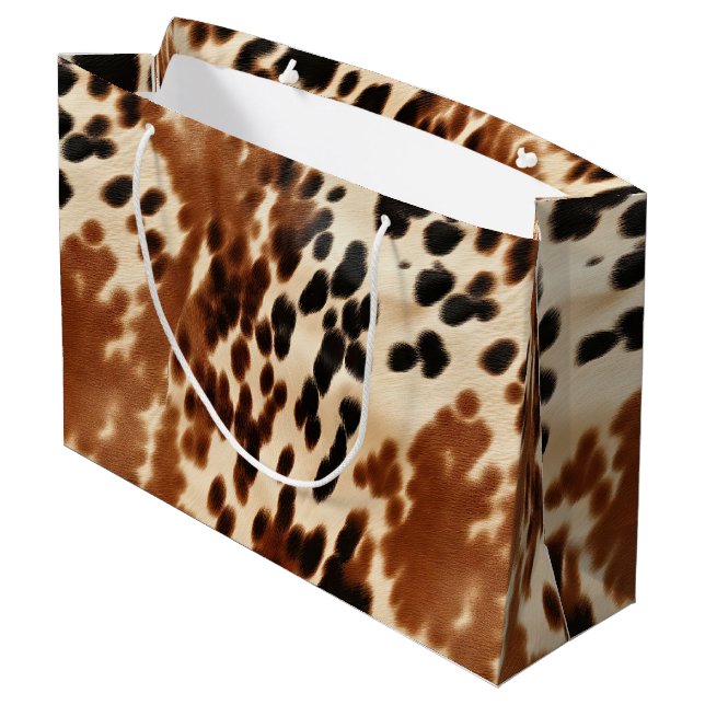 Sacola Para Presentes Grande Cowboy Ocidental Cream Brown Black Cowhide (Verso inclinado)