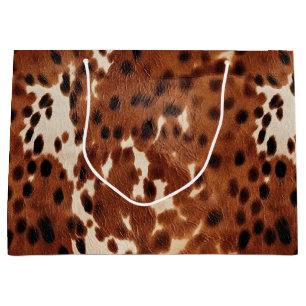 Sacola Para Presentes Grande Cowhide Castanho-Fazenda Ocidental