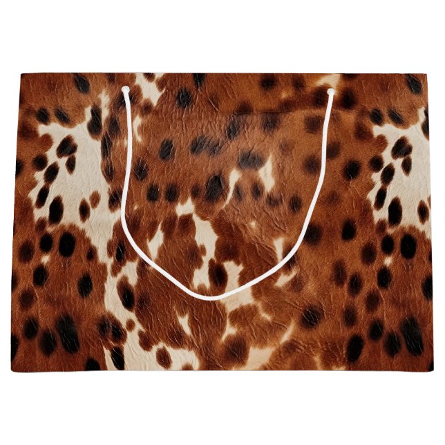Sacola Para Presentes Grande Cowhide Castanho-Fazenda Ocidental (Frente)