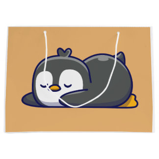 Sacola Para Presentes Grande Cozy Little Penguin Nap