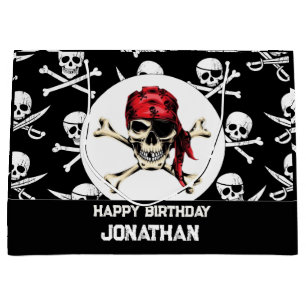 Sacola Para Presentes Grande Crânio de Piratas de Piratas do Partido Adulto