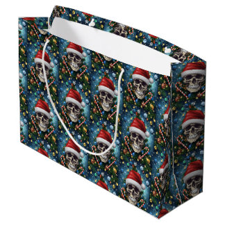 Sacola Para Presentes Grande Cranio Festivo de Papai Noel