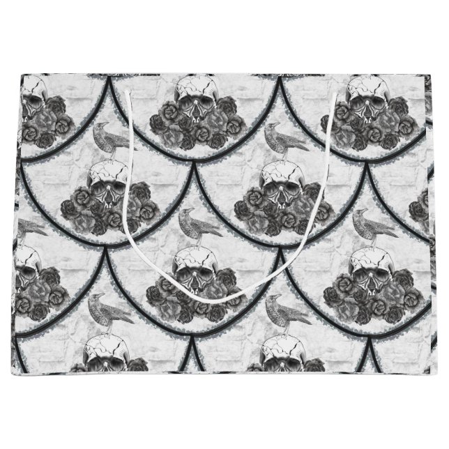 Sacola Para Presentes Grande Crânios e Corvos com Saco-Presente (Frente)