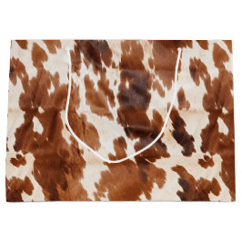 Sacola Para Presentes Grande Cream Brown Cowhide Ocidental
