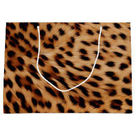 Sacola Para Presentes Grande Cream Brown Leopardo Print